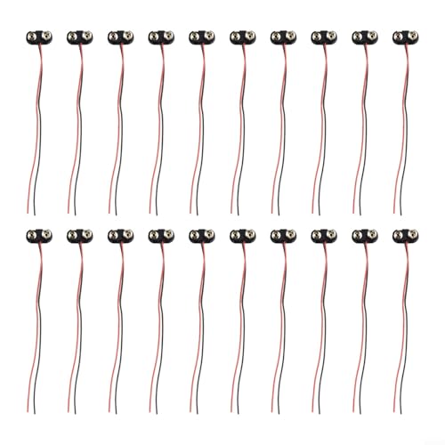20 Stück 9 V Schnapp-Batterie-Clip-Stecker mit T-Form und schwarzem Gehäuse, zuverlässig von Allthingstore