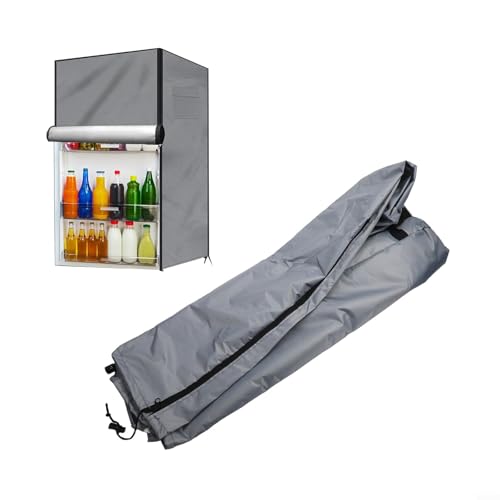 210D robuste Outdoor-Kühlschrankabdeckung, wasserdicht und für aufrechte Gefrierschränke, einfacher Zugang mit Reißverschluss-Design (Grau 56 x 58 x 86 cm) von Allthingstore