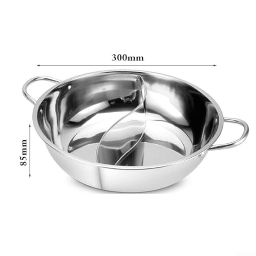 28 cm Edelstahl-Hot-Pot-Kocher mit zwei Unterteilungen für Induktion und Gas, praktisch zum Kochen von Suppe und zum Teilen mit Freunden (B) von Allthingstore