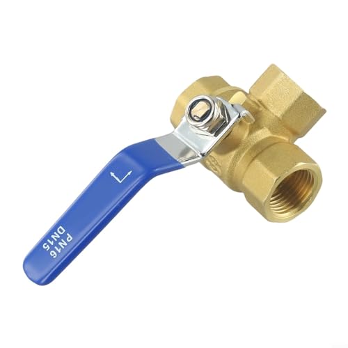 3-Wege-Kugelhahn aus Messing mit Innengewinde, geeignet für Wasser, Öl und Gas, mit langer Haltbarkeit und Abdichtung (DN15 L-Typ) von Allthingstore