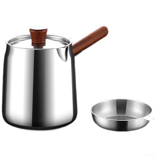 304 Edelstahl Walnuss-Fritteuse mit feinmaschigem Korb für Ölablauf, 1 5 l 2 0 l Fassungsvermögen, geeignet zum Braten, Kochen und Abseihen auf verschiedenen Herdarten (A-1) von Allthingstore