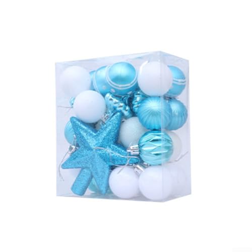 31-teiliges Weihnachtskugel-Ornament-Set für Baum-Hängedekorationen, bruchsichere Kunststoffkugeln, geeignet für Urlaub und Veranstaltung (blau) von Allthingstore