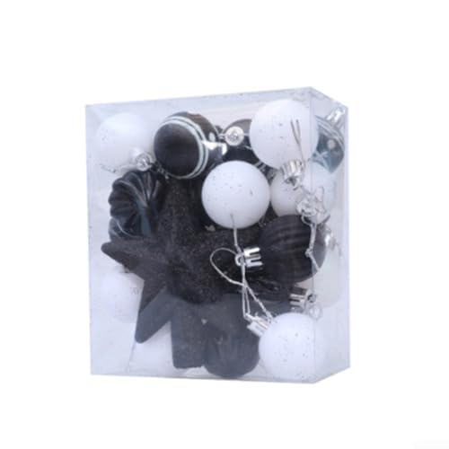 31-teiliges Weihnachtskugel-Ornament-Set für Baum-Hängedekorationen, bruchsichere Kunststoffkugeln, geeignet für Urlaub und Veranstaltung (schwarz) von Allthingstore