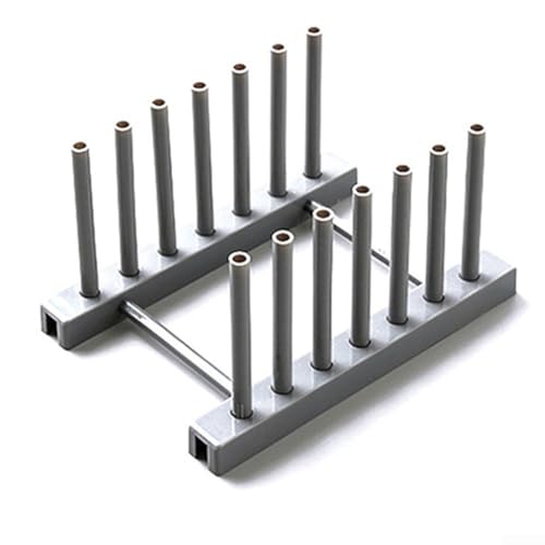 Abtropfgestell für Küchenutensilien und Geschirr, Kunststoffkonstruktion mit abnehmbaren Balken und herausnehmbarem Tablett, platzsparendes Design (grau) von Allthingstore