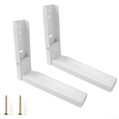 Allthingstore 2 x verstellbare und faltbare Mikrowellen-Wandhalterungen aus Edelstahl für sichere und platzsparende Installation (weiß) von Allthingstore