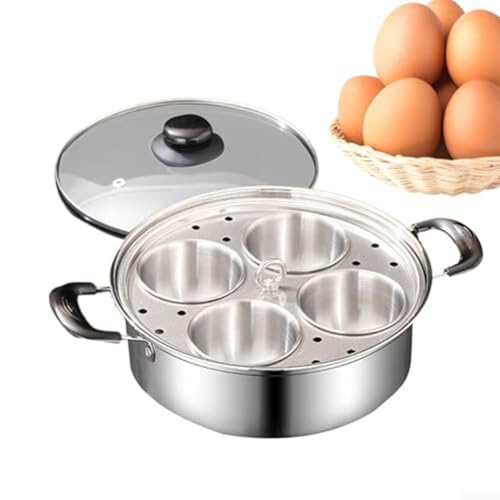 Allthingstore 20 cm Edelstahl-Dampfgarer, Eierpochierer, Mehrzweck-Mini-Kuchenwerkzeug, für Zuhause, silberfarben von Allthingstore