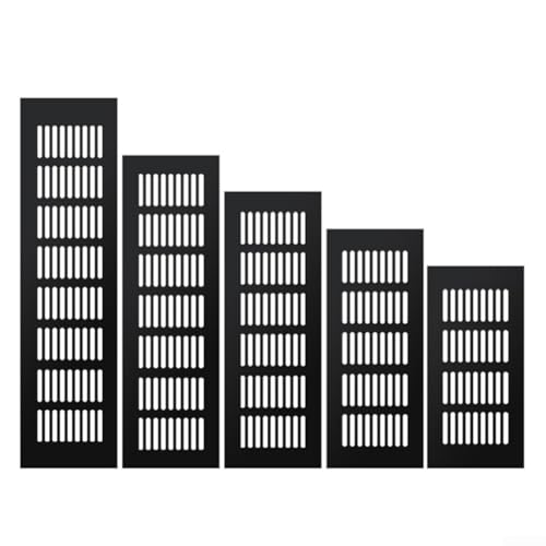 Allthingstore 60 mm Lüftungsgitter Lüftungsabdeckung Aluminium rechteckig Schrank Kleiderschrank schwarz wasserdicht für Kleiderschränke Schuhschränke Computerschränke Badezimmertüren (60 x 200 mm) von Allthingstore
