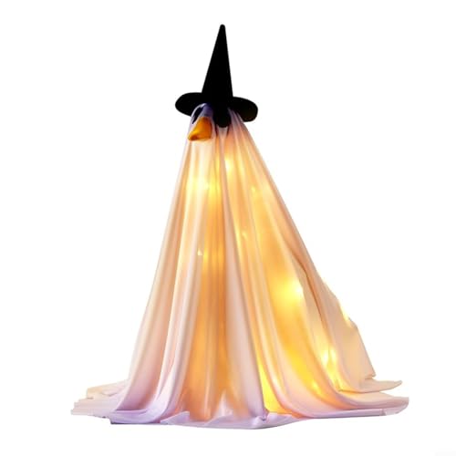 Allthingstore Beleuchtetes Kostüm für 58.4 cm Rasengans mit 20 LED Lichterkette, UV-beständiges Outdoor Halloween Garten Deko in Weiß von Allthingstore