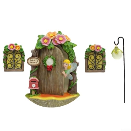Allthingstore Blumenfee Briefkastentüren und Fenster Miniatur-Feentür aus Kunstharz Set Garten Kunst Dekor beleuchtet Outdoor Indoor Display für Baum Blumentopf Schlafzimmer Allthingstore Blumenfee Briefkastentüren und Fenster Miniatur-Feentür aus Kunstharz Set Garten Kunst Dekor beleuchtet Outdoor Indoor Display für Baum Blumentopf Schlafzimmer von Allthingstore