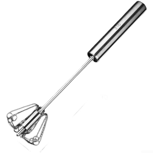 Allthingstore Drehbarer Eierschlägel aus 316 Edelstahl mit halbautomatischem Push-Down-Rotationsmechanismus für gleichmäßiges Mischen und Schlagen (M) von Allthingstore