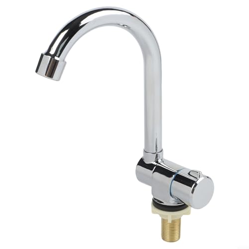 Allthingstore Drehbarer Klapphahn Edelstahl RV Küchenspüle Wasserhahn 360° Schwenkbar Single Kaltwasser G1/2 Anschluss Verchromt von Allthingstore