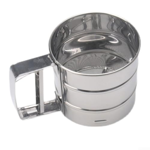 Allthingstore Edelstahl-Mehlsieb für halbautomatischen Siebmechanismus zum Backen zu Hause, kompakt, 15,5 cm x 9 cm x 10 cm (Silber) von Allthingstore