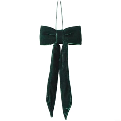 Allthingstore Elegante rote Samtschleife, Weihnachtsdekoration zum Aufhängen von Baum und Fenster, weicher Stoff, Urlaubsdekoration für festliches Zuhause und saisonale Dekoration (12 cm, grün) von Allthingstore
