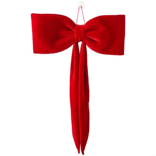 Allthingstore Elegante rote Samtschleife, Weihnachtsdekoration zum Aufhängen von Baum und Fenster, weicher Stoff, Urlaubsdekoration für festliches Zuhause und saisonale Dekoration (40 cm, rot) von Allthingstore