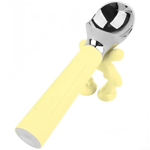 Allthingstore Elektrischer Eisportionierer mit wiederaufladbarem Akku und LED-Statusanzeige, automatisches Erhitzen durch Griffsensor, entworfen, um mühelos harte Desserts zu schöpfen (gelb) von Allthingstore