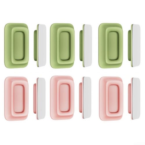 Allthingstore Haken für Fernbedienung, magnetisch, Wandhalterung, Silikon, selbstklebend, Weiß, 6 Stück, für Wohnzimmer, Schlafzimmer (rosa + grün) von Allthingstore