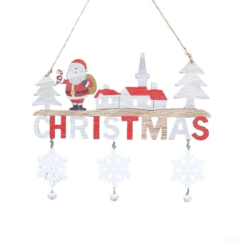 Allthingstore Holz-Weihnachtsdekoration, Schneemann-Plakette, Schild, Türdekoration, Fensterdekoration, festliche Urlaubsdekoration für Zuhause, Innen- und Außenbereich, 20 cm (Weihnachtsmann) von Allthingstore