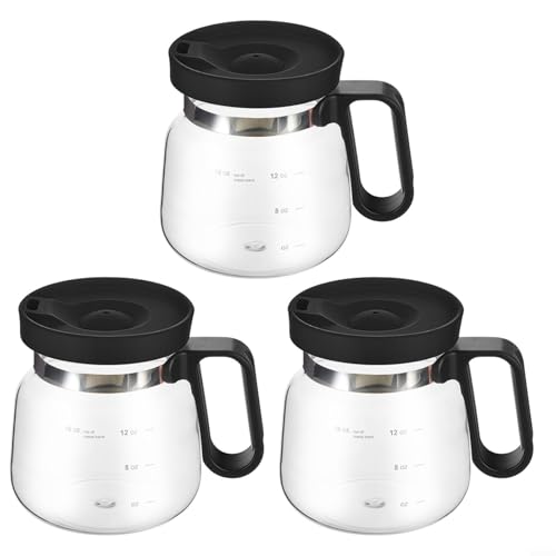 Allthingstore Kaffeebecher aus hitzebeständigem Glas mit Reisedeckel und Strohhalm, Kaffeetasse im Kaffeekannen-Stil, große Kapazität für heiße und kalte Getränke zu Hause oder im Büro (3) von Allthingstore