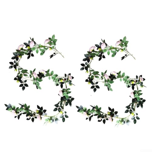 Allthingstore Künstliche Pfingstrosen, 2 m lang, mit 28 Blumen (hellrosa), 2 Stück von Allthingstore