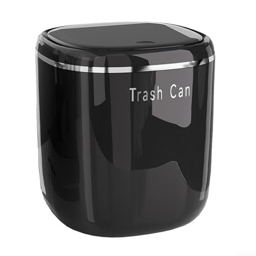 Allthingstore Mini-Schreibtisch-Mülleimer mit Druckdeckel für Zuhause und Büro, kompakte Größe, passt problemlos in Arbeitsbereiche und Wohnbereiche für effektive Abfallentsorgung (schwarz) von Allthingstore
