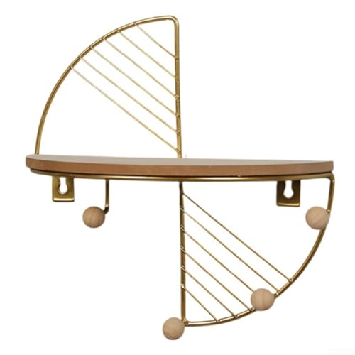 Allthingstore Rustikales Wandregal aus Holz und Eisen, für Schlafzimmer, schwebende Regale zum Präsentieren von Rahmen, Pflanzen und dekorativen Gegenständen, geeignet für mehrere Räume (goldene Farbe von Allthingstore