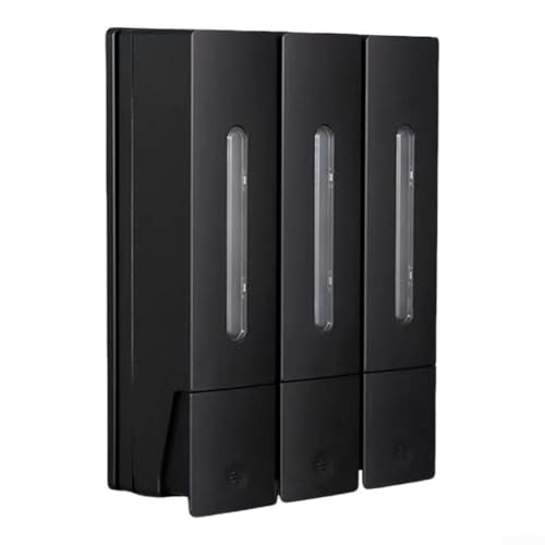 Allthingstore Seifenspender zur Wandmontage für Dusche mit 3 Kammern und 400 ml Fassungsvermögen, entworfen zum Entwirren des Duschbereichs mit separaten Fächern (schwarz) von Allthingstore