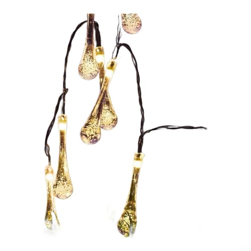 Allthingstore Solar-Wassertropfen-Lichterkette mit 60 LEDs, 8 Modi mit Memory-Funktion und wetterfest, für Garten und Terrasse (warme Farbe) von Allthingstore