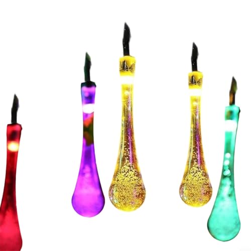Allthingstore Solar-Wassertropfen-Lichterkette mit 60 LEDs, 8 Modi mit Memory-Funktion und wetterfest für Garten und Terrasse (bunt) von Allthingstore