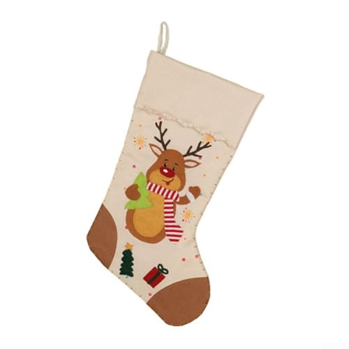 Allthingstore Traditionelle dekorative Plüschstrümpfe mit Aufhängeschlaufe für Zuhause, Fenster, Baum, Kamin, Party, Versammlungen, 52 x 22 cm (Elch) von Allthingstore