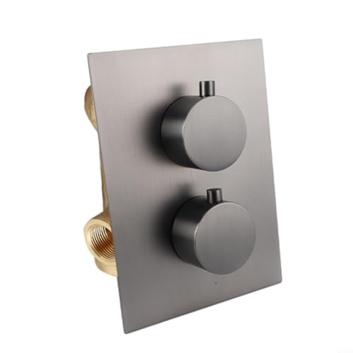 Allthingstore Verdecktes Thermostat-Duscharmaturventil mit verchromter und eingebetteter Box-Installation für verschiedene Sanitär-Setups (grau) von Allthingstore