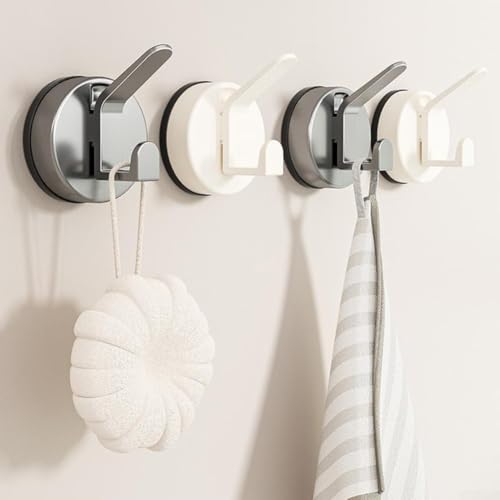 Allthingstore Wiederverwendbare Saugnapfhaken für einfache Montage, ideal für Handtuch- und Schlüsselorganisation (3 Stück, grau) von Allthingstore