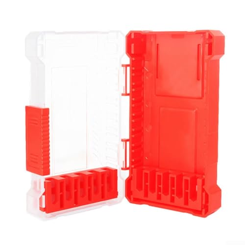 Aufbewahrungsbox für Sechskantschaftbohrer und Gewindebohrer, Kunststoffkonstruktion mit Schlitzen für 10 Bits und tragbarer Größe (mittelrot) von Allthingstore
