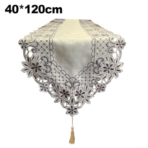 Aufwendige Spitzen-Tischdecke für Esstische und Heimdekor-Verbesserung (blau 40 x 120) von Allthingstore