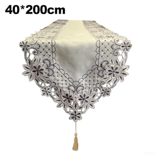 Aufwendige Spitzen-Tischdecke für Esstische und Heimdekor-Verbesserung (blau 40 x 200) von Allthingstore