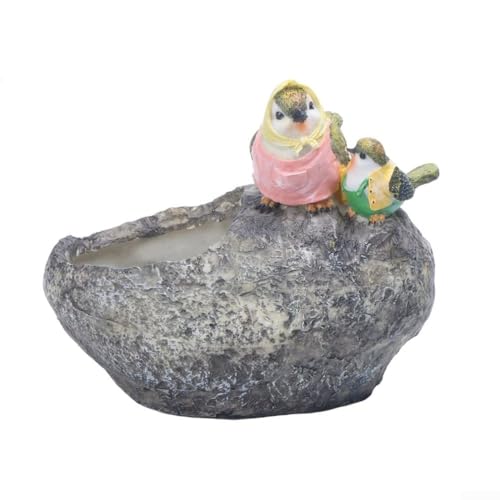 Blumentopf aus Kunstharz mit Vogelmotiv, entworfen für kreative Garten- und Zimmerpflanzendekoration, witterungsbeständig und (A) von Allthingstore
