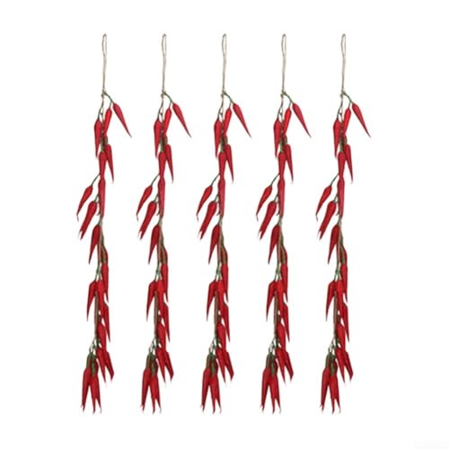 Chili Pepper Hängedekorationen 5 Stück für rustikale Themenräume und Fotografie (C) von Allthingstore