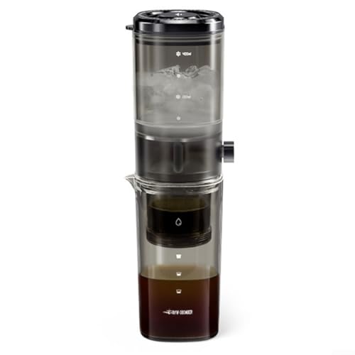 Cold Brew Kaffeemaschine mit segmentierter Struktur und Abluftventil für stabile Tropfrate und verbesserte Extraktion für glatten Eiskaffee (schwarz) von Allthingstore