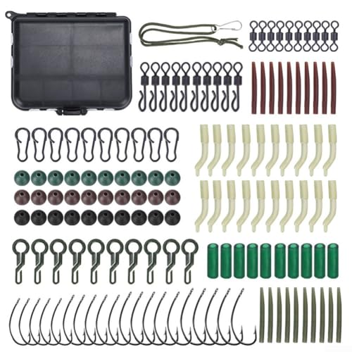 Complete Terminal Tackle Solution 161PCS Karpfenangeln Zubehör inkl. Haken und Wirbel in kompakter Aufbewahrungsbox von Allthingstore