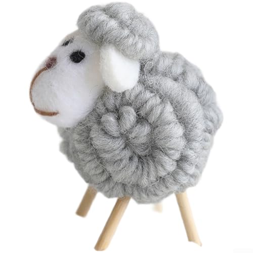 DIY Nadelfilz Kit mit Filzwolle Schaf Dekoration aus weichem Vliesstoff für Urlaubsverzierung (Grau) von Allthingstore