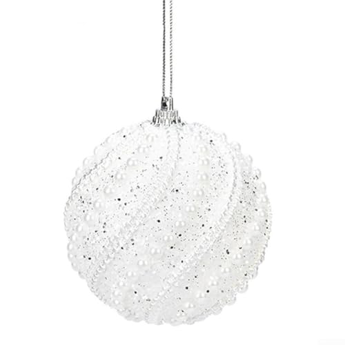 Dekorative, mehrfarbige Weihnachtskugel, 8 cm, PVC, für eine warme Urlaubsatmosphäre (weiß) von Allthingstore