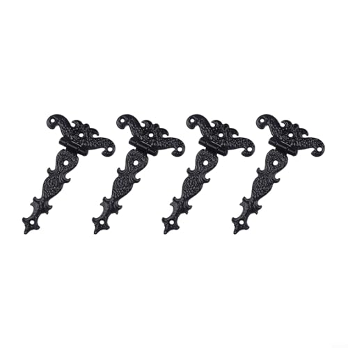 Dekoratives Retro-Scharnier-Set, Zinklegierung, für Holzkästen und Schranktüren, Schwarz, 4 Stück von Allthingstore