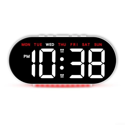 Digitaler LED-Wecker mit Multifunktionalität, USB-Ladeanschluss und beruhigendem Umgebungslicht für Schlafzimmerdekoration (W-Rot) von Allthingstore