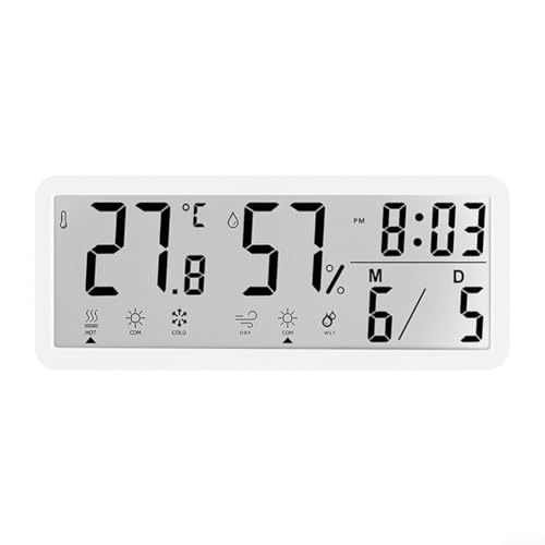Durchdachte digitale Wanduhr zur einfachen Überwachung von Zeit und Klima in verschiedenen Einstellungen (weiß) von Allthingstore