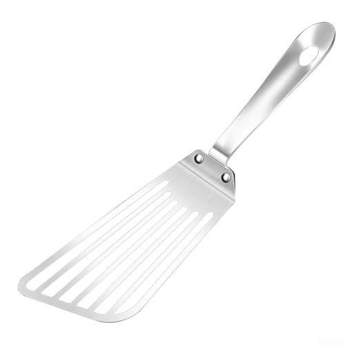 Edelstahl-Bratspatel mit rutschfestem Griff, entworfen für effiziente Ölfilterung beim Kochen Edelstahl-Bratspatel mit rutschfestem Griff, entworfen für effiziente Ölfilterung beim Kochen von Allthingstore