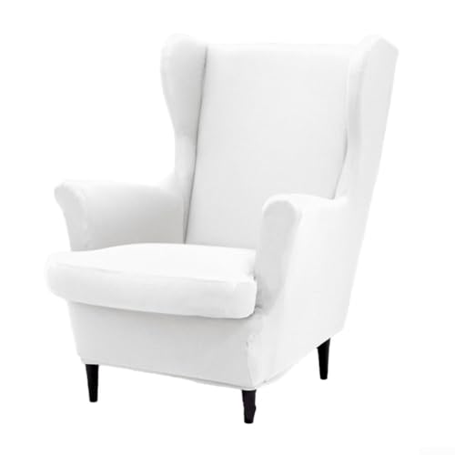Elastischer All-Inclusive-Wingback-Stuhlbezug für Club, Badewanne, Sessel, weicher und bequemer Stoff mit vollem Schutz (weiß) von Allthingstore