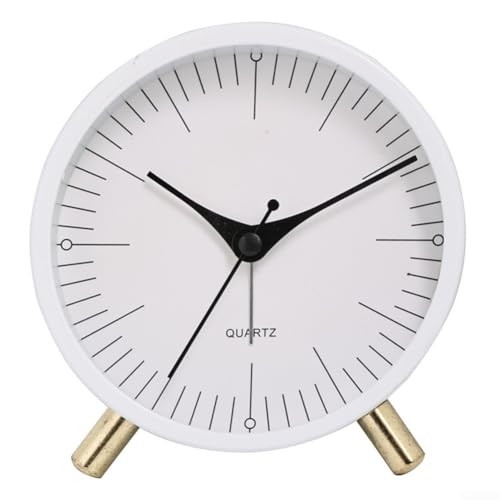 Elegante Desktop-Quarzuhr, geräuschloser Betrieb mit sanftem Nachtlicht für Fokus und Entspannung (weiß) von Allthingstore