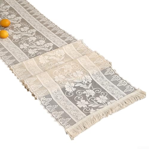 Elegante Spitzen-Tischdekoration mit stilvollen Quasten für besondere Anlässe und Veranstaltungen (B30 x 150 cm) von Allthingstore