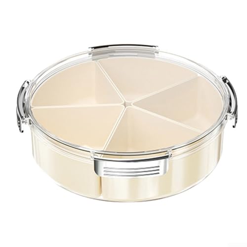 Elegantes Serviertablett mit mehreren Fächern, ideal für Snacks wie Süßigkeiten, Nüsse und Obst bei Veranstaltungen (Silbermilch - rund) von Allthingstore