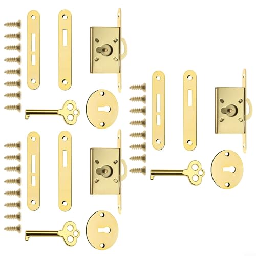 Elegantes antikes Schrankschlösser-Set für dekorative Aufbewahrung, 3 Zinklegierungsschlösser mit Schlüsseln (Gold) von Allthingstore