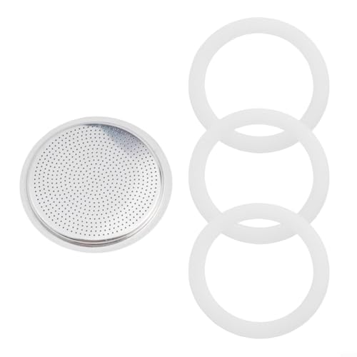 Espresso-Topf-Zubehör-Set mit 3 Silikondichtungen und 1 Aluminium-Mesh-Filter, geeignet für Mokkakannen von 2 bis 12 Tassen (12 Tassen) von Allthingstore